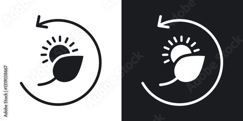Photosynthesis icons in solid black and white collection