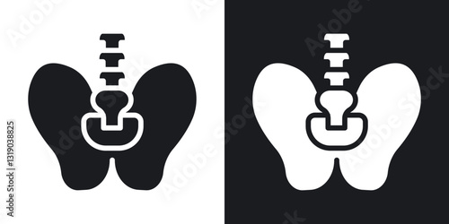 Pelvic area icons in solid black and white collection