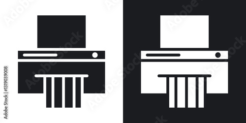 Paper shredder icons in solid black and white collection