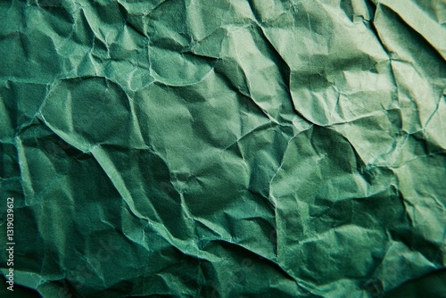 Wallpaper Mural Green crumpled paper macro close-up abstract texture. AI generated Torontodigital.ca