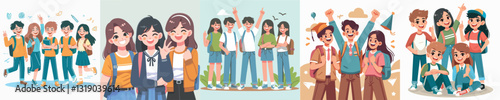 Vector image of cheerful and happy teenager