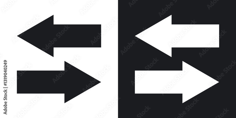 Left right direction icons in solid black and white collection Left right direction icons in solid black and white collection