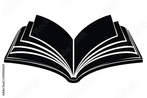 black silhouette open book vector illustration