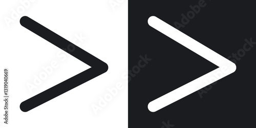 Is greater than icons in solid black and white collection