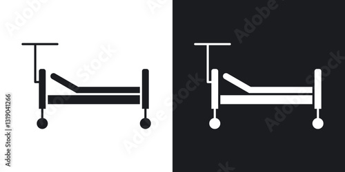 Hospital bed icons in solid black and white collection