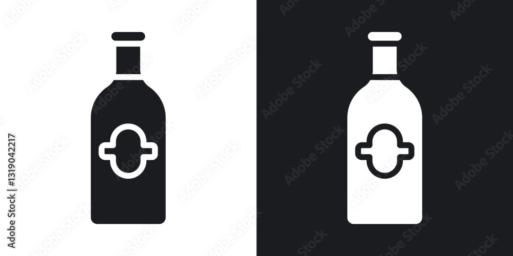 Gin icons in solid black and white collection Gin icons in solid black and white collection
