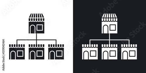 Franchise icons in solid black and white collection