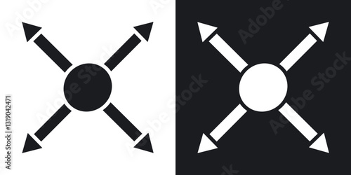 Four directions icons in solid black and white collection