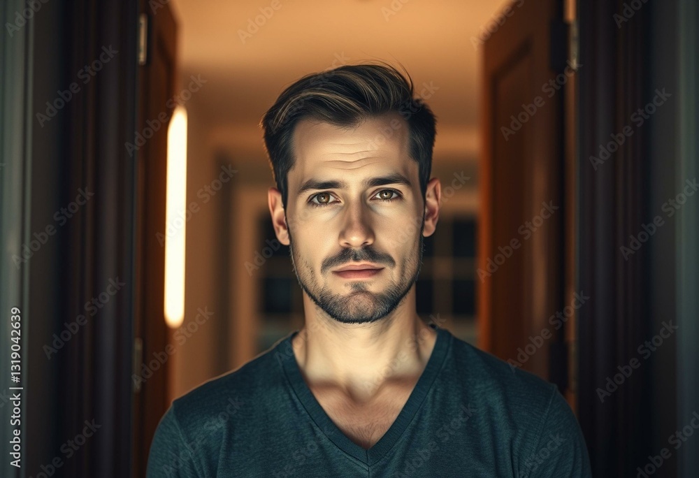 Obraz premium Natural light male portrait in a doorway