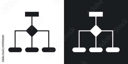 Flowchart icons in solid black and white collection