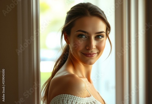 Female portrait in doorway with natural light Free Download Female portrait in doorway with natural light - GFXLoad
