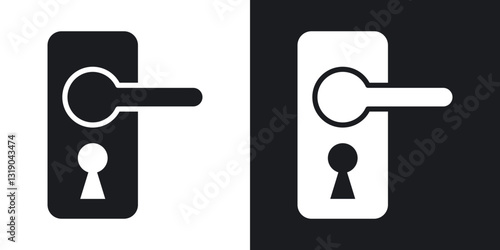 Doorknob icons in solid black and white collection