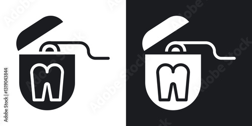 Dental floss icons in solid black and white collection
