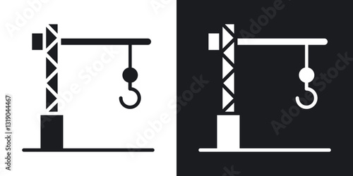 Construction crane icons in solid black and white collection