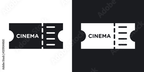Cinema tickets icons in solid black and white collection