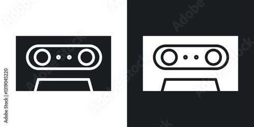 Cassette tape icons in solid black and white collection