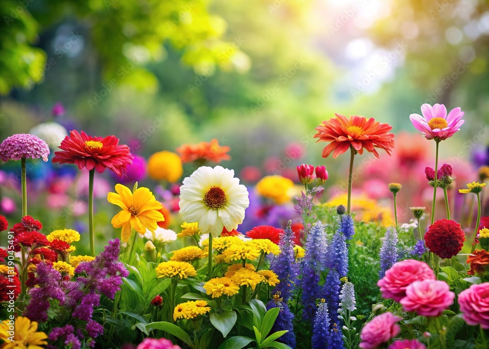 Fototapeta premium Stunning Flower Gardens - Vibrant Colors, Deep Mood