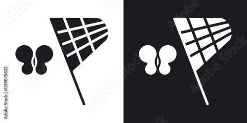 Butterfly catcher icons in solid black and white collection