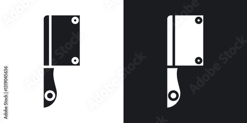 Butcher knife icons in solid black and white collection