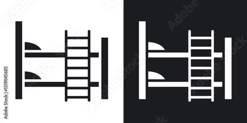 Bunk bed icons in solid black and white collection