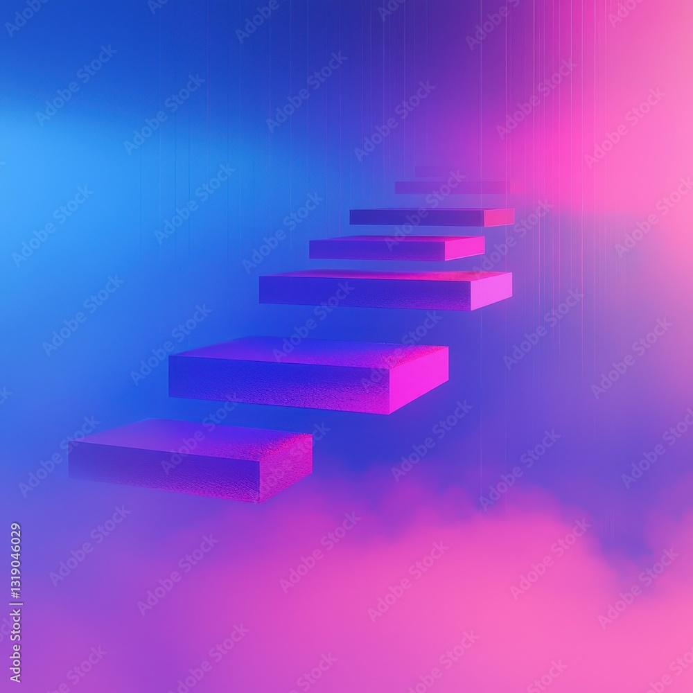Ethereal Floating Steps in Soft Colorful Mist with Dreamy Vibe Ethereal Floating Steps in Soft Colorful Mist with Dreamy Vibe