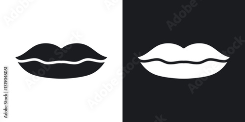Big lips icons in solid black and white collection