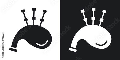 Bagpipes icons in solid black and white collection