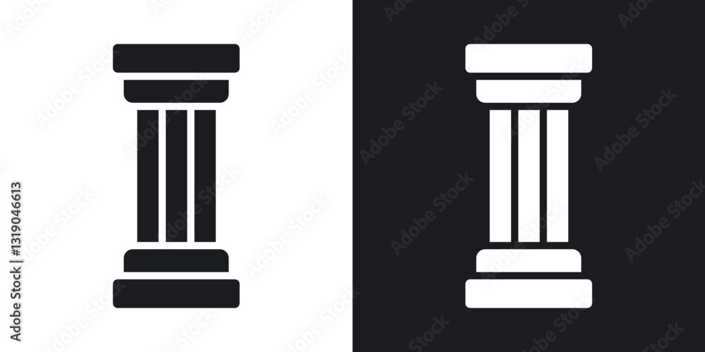 Antique Column icons in solid black and white collection Antique Column icons in solid black and white collection