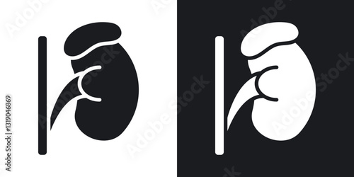 Adrenal gland icons in solid black and white collection