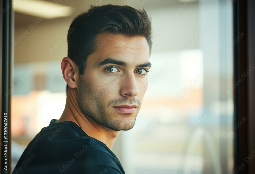 Natural light portrait of a male in a window Natural light portrait of a male in a window
