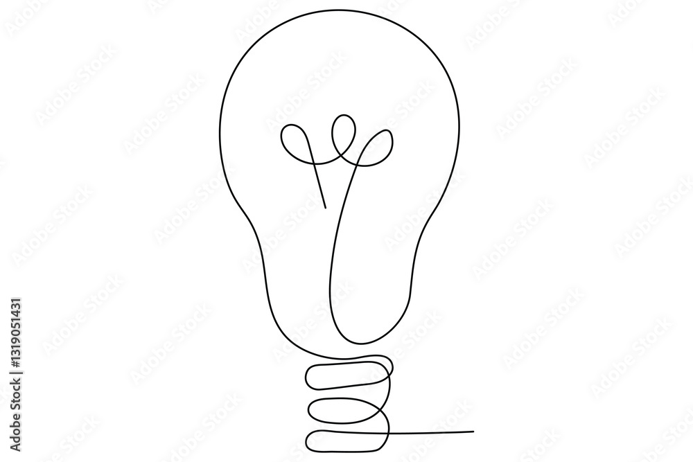 Continuous one simple single line art of light bulb with heart icon outline vector
Continuous one simple single line art of light bulb with heart icon outline vector