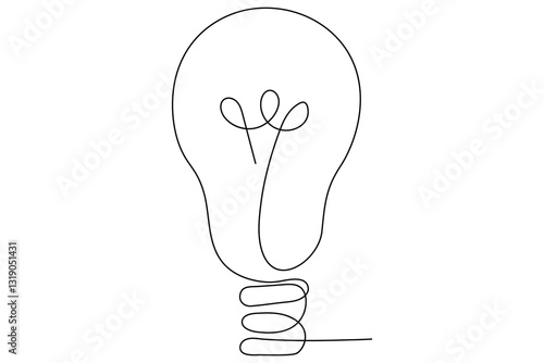 Continuous one simple single line art of light bulb with heart icon outline vector

