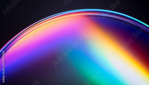 Abstract 3d render of light emitter glass with iridescent holographic neon vibrant gradient 