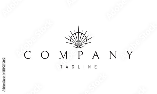 Vector logo with an abstract image of an eye and a shining sun.