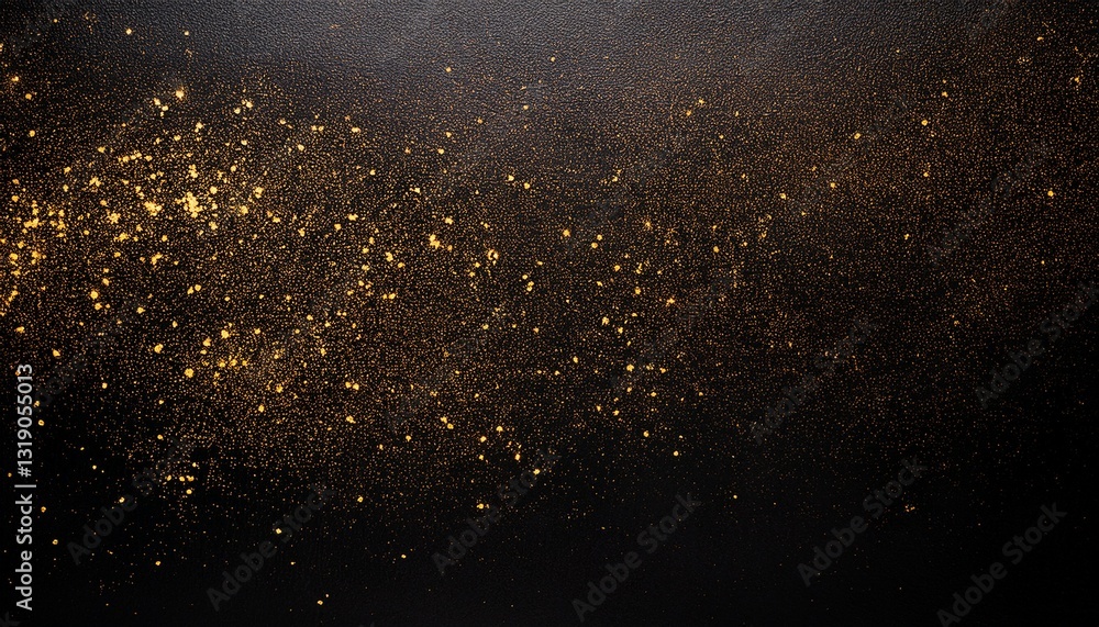 Obraz premium Black background with gold flecks, distressed black wall.