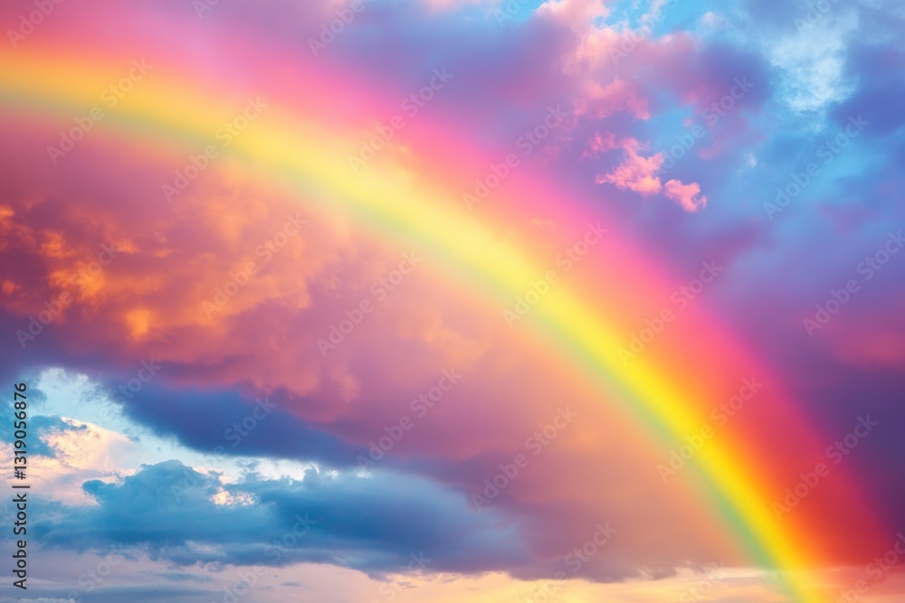 Pastel colored rainbow on blue sky background Pastel colored rainbow on blue sky background