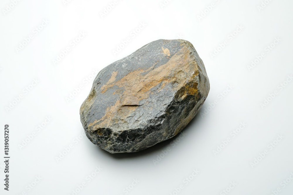 Textured rock on solid white background. Artificial Intelligence image Textured rock on solid white background. Artificial Intelligence image