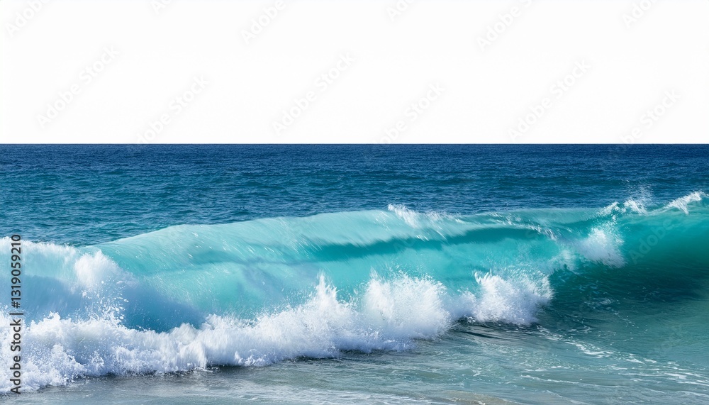 Turquoise ocean waves cresting with foam isolated on transparent background Turquoise ocean waves cresting with foam isolated on transparent background