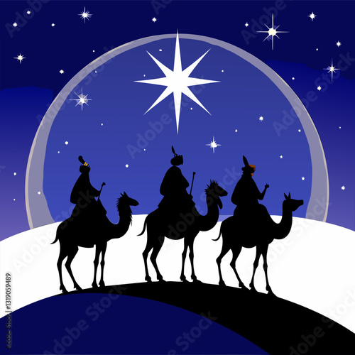 Reyes Magos Silhouette vector illustration of the three Reyes Magos