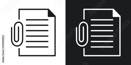 Attach document icons in solid black and white collection