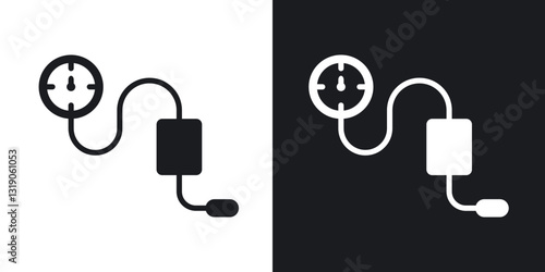 Blood pressure meter icons in solid black and white collection