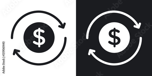 Cash flow icons in solid black and white collection