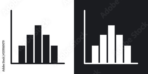 Chart histogram icons in solid black and white collection