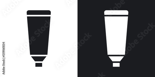 Cream tube icons in solid black and white collection