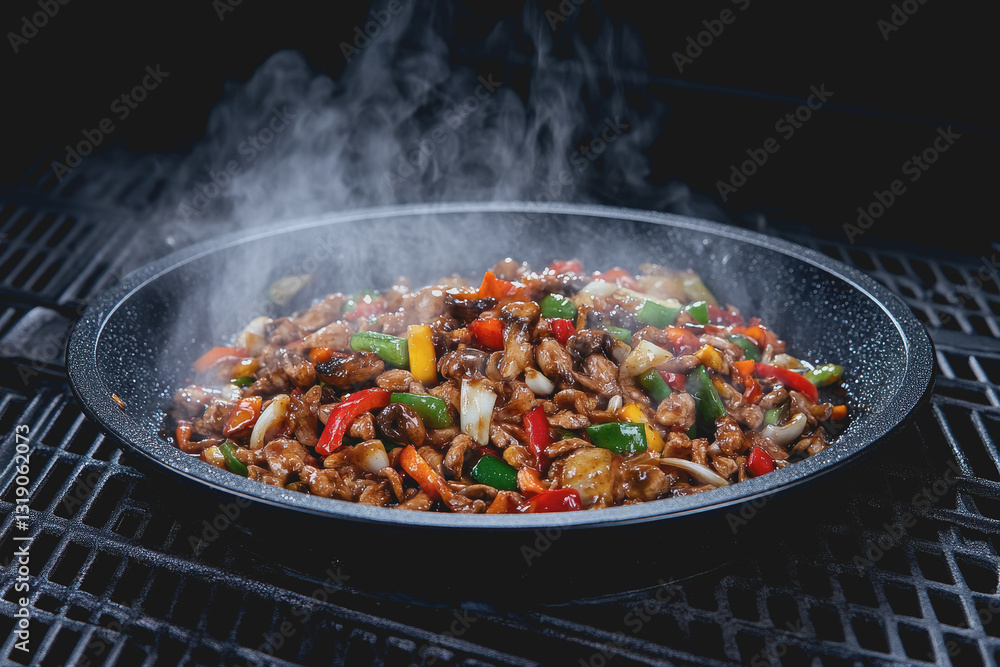 Colorful array of fresh vegetables being grilled on a barbecue for a smoky and flavorful dining experience Colorful array of fresh vegetables being grilled on a barbecue for a smoky and flavorful dining experience