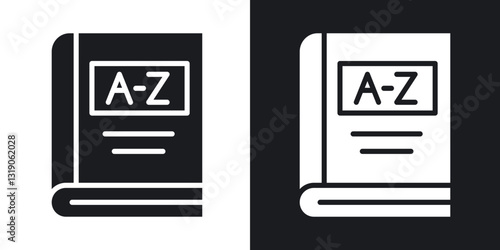 Dictionaries icons in solid black and white collection