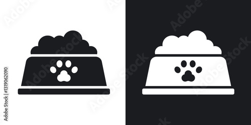 Dog food icons in solid black and white collection