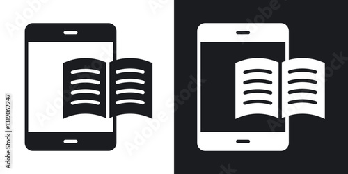 Ebook icons in solid black and white collection