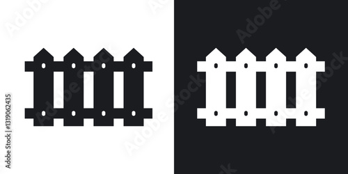 Fence icons in solid black and white collection