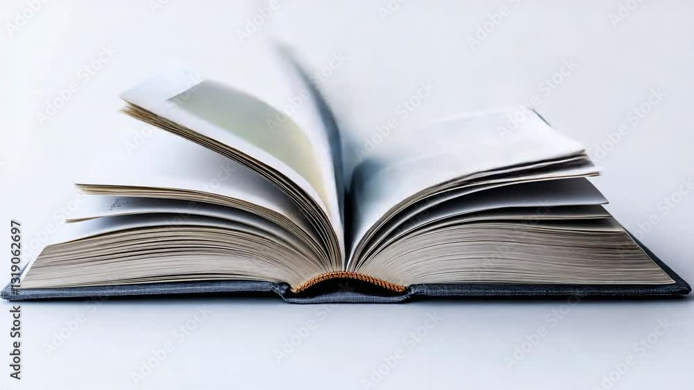Pages Flipping of an open book on white background - Education and Reading Skills Pages Flipping of an open book on white background - Education and Reading Skills